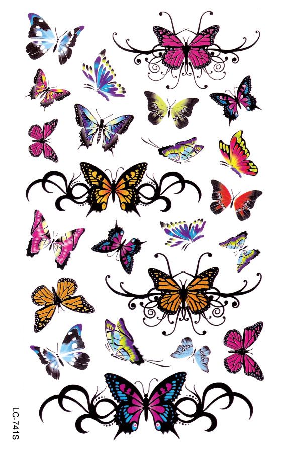 Flying Butterfly Tattoo Sticker